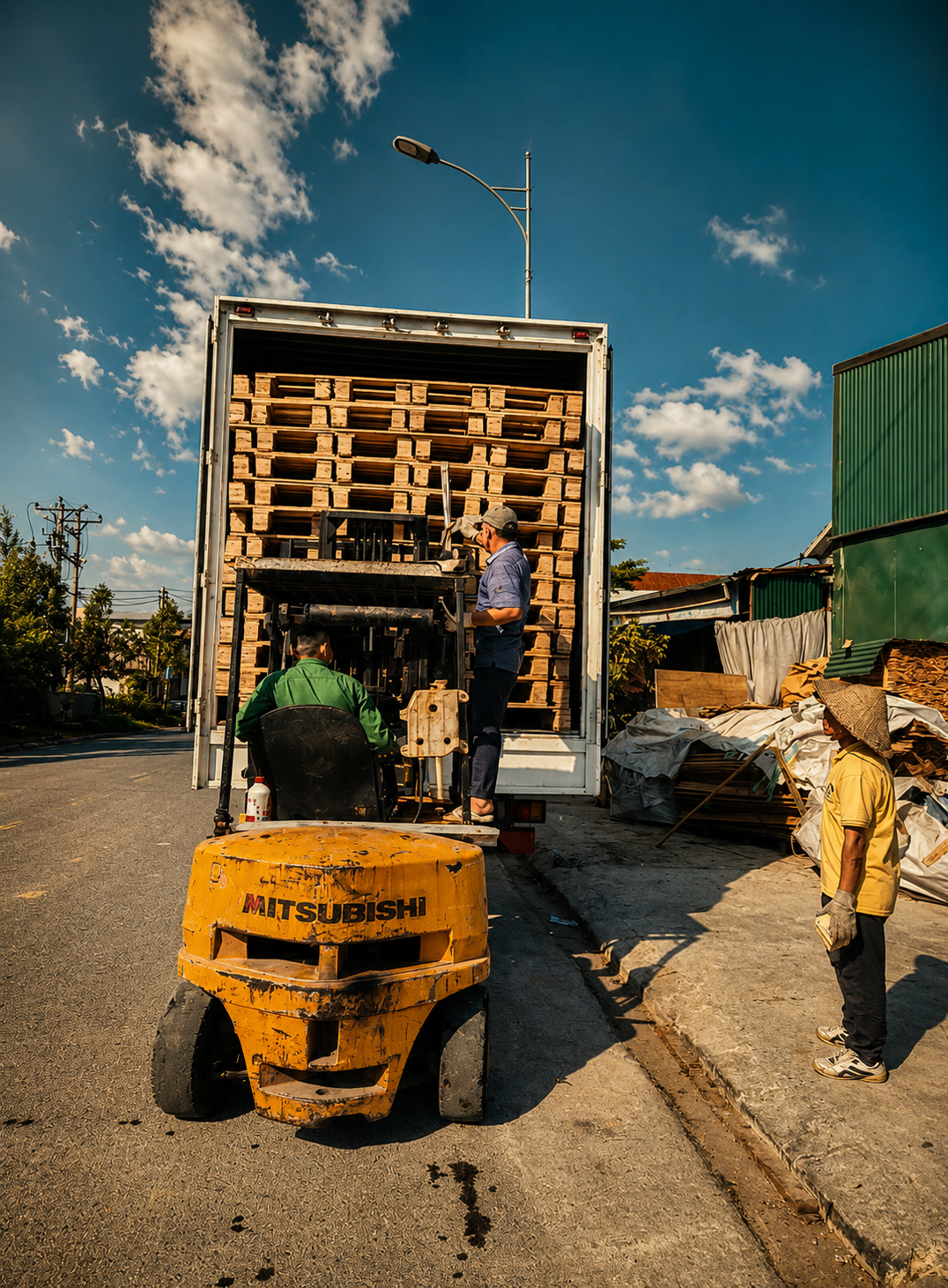 Khu vực xưởng sản xuất pallet gỗ Hoàng Phát